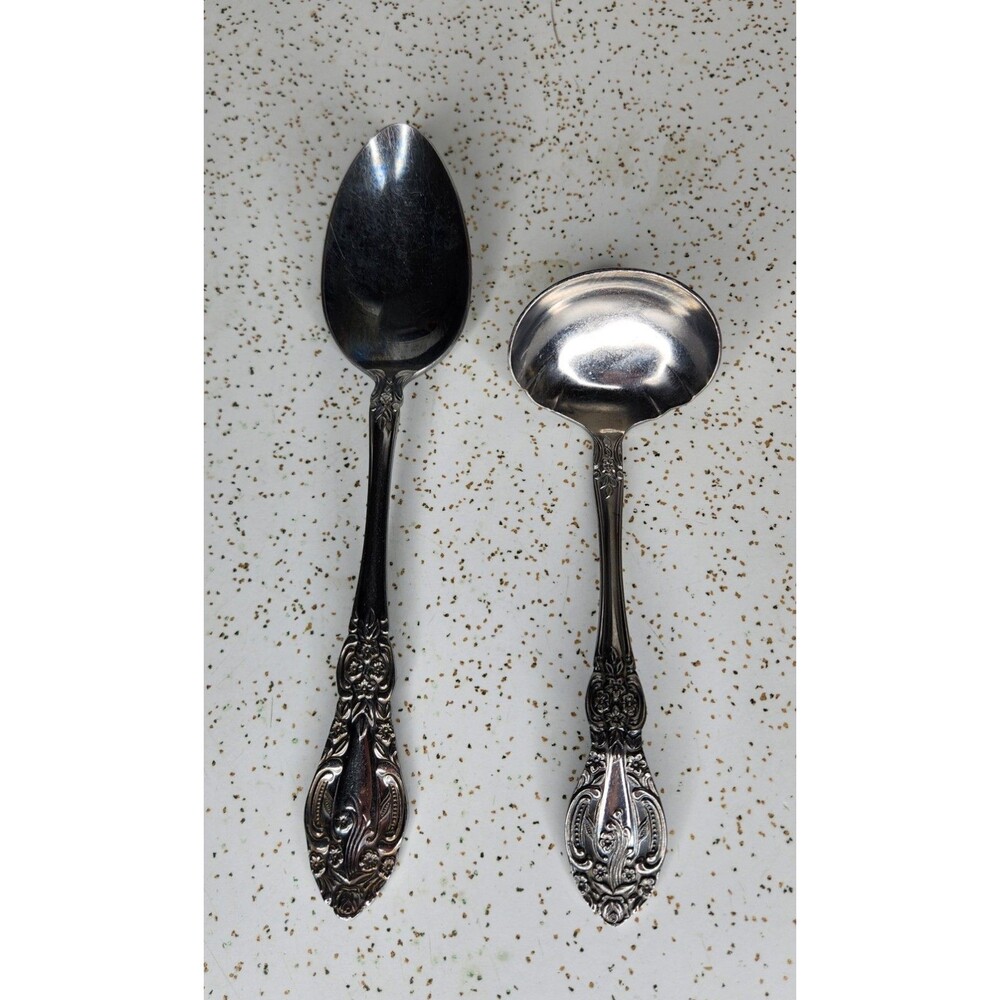 Springtime Stainless Japan Floral Pattern Gravy Ladle & Serving Spoon Flatware